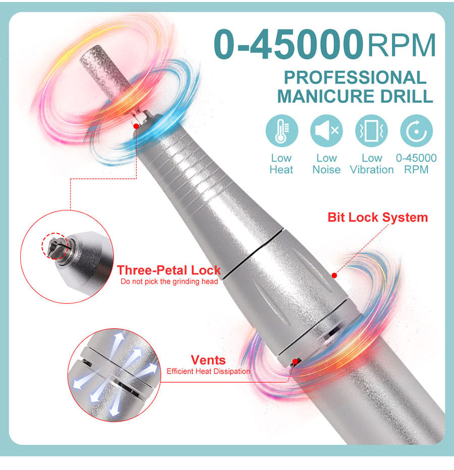 Professionele Elektrische Nagelvijl 45000 RPM Oplaadbaar - Stil & Draagbaar Manicure Apparaat