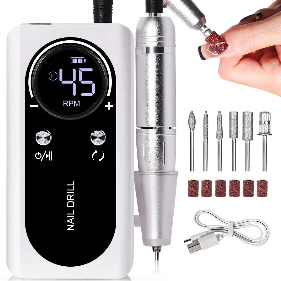 Professionele Elektrische Nagelvijl 45000 RPM Oplaadbaar - Stil & Draagbaar Manicure Apparaat