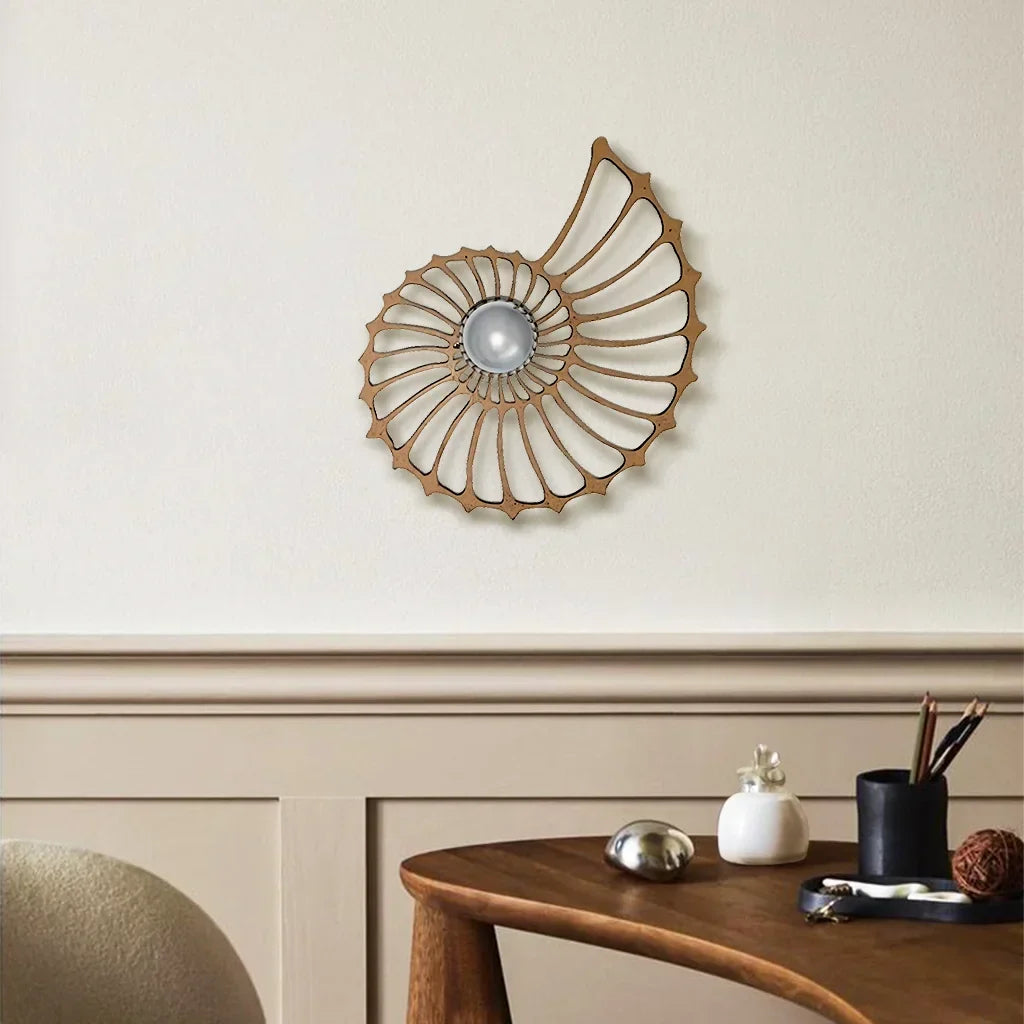 Ronde Wandlamp 50 cm Goud Keramiek Handgemaakt LED Drukknop Snoer 150 cm
