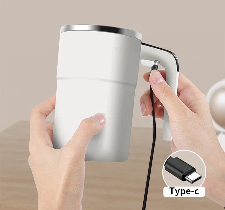 Zelfroerende Koffiemok Oplaadbaar met Magnetische Mixer LED Temperatuurindicator Roestvrij Staal Automatisch
