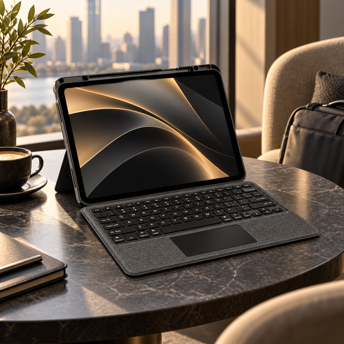 iPad Toetsenbord Hoes met Touchpad en Standaard Verlichte Toetsen Zwart Draadloos voor Meerdere Modellen