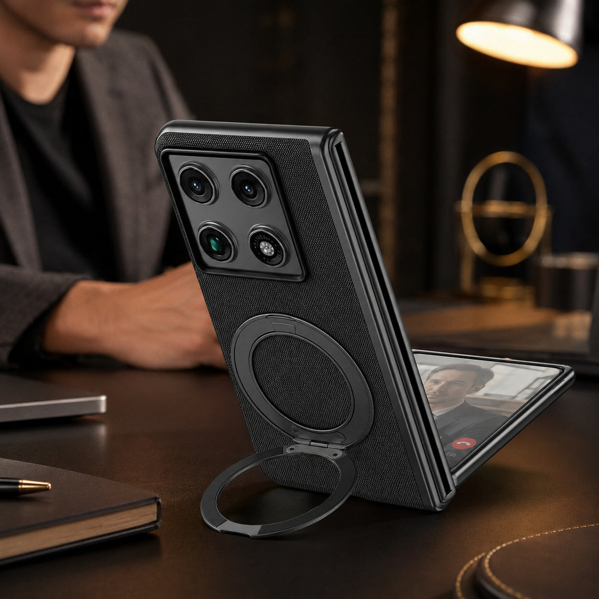 Opvouwbaar Telefoonhoesje met Schermlaag voor Vouwtelefoon Zwart Blauw Paars Beschermhoes Flexibel Design