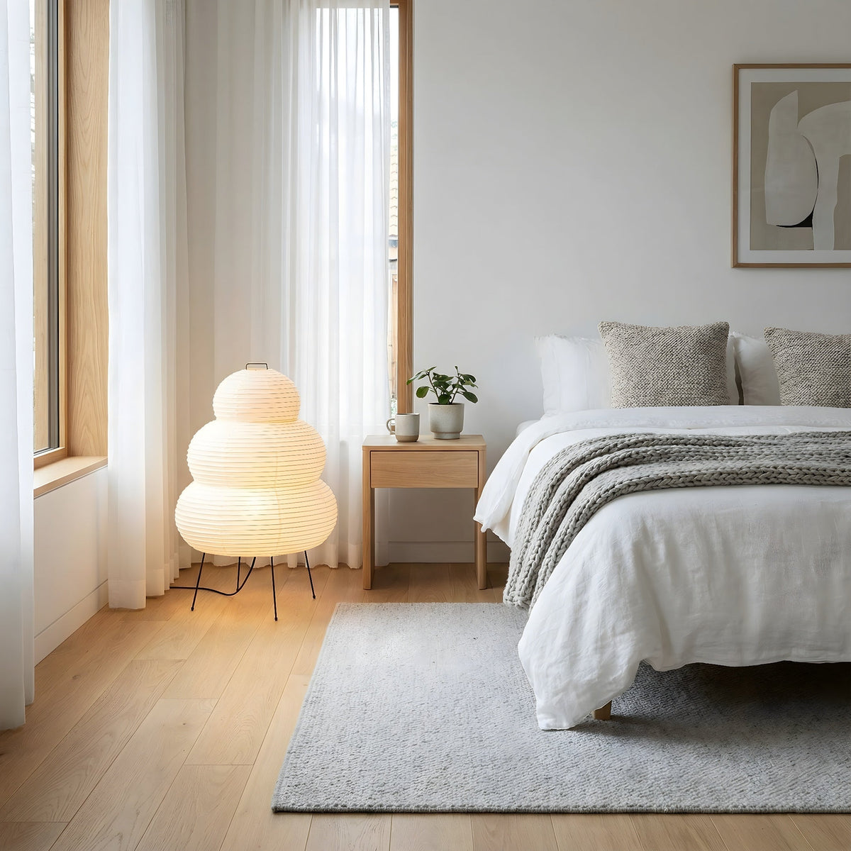 Vloerlamp Rijstpapier Ø40cm Wolkvormig Warm Wit 3000K Scandinavisch Design Sfeervolle Interieurverlichting