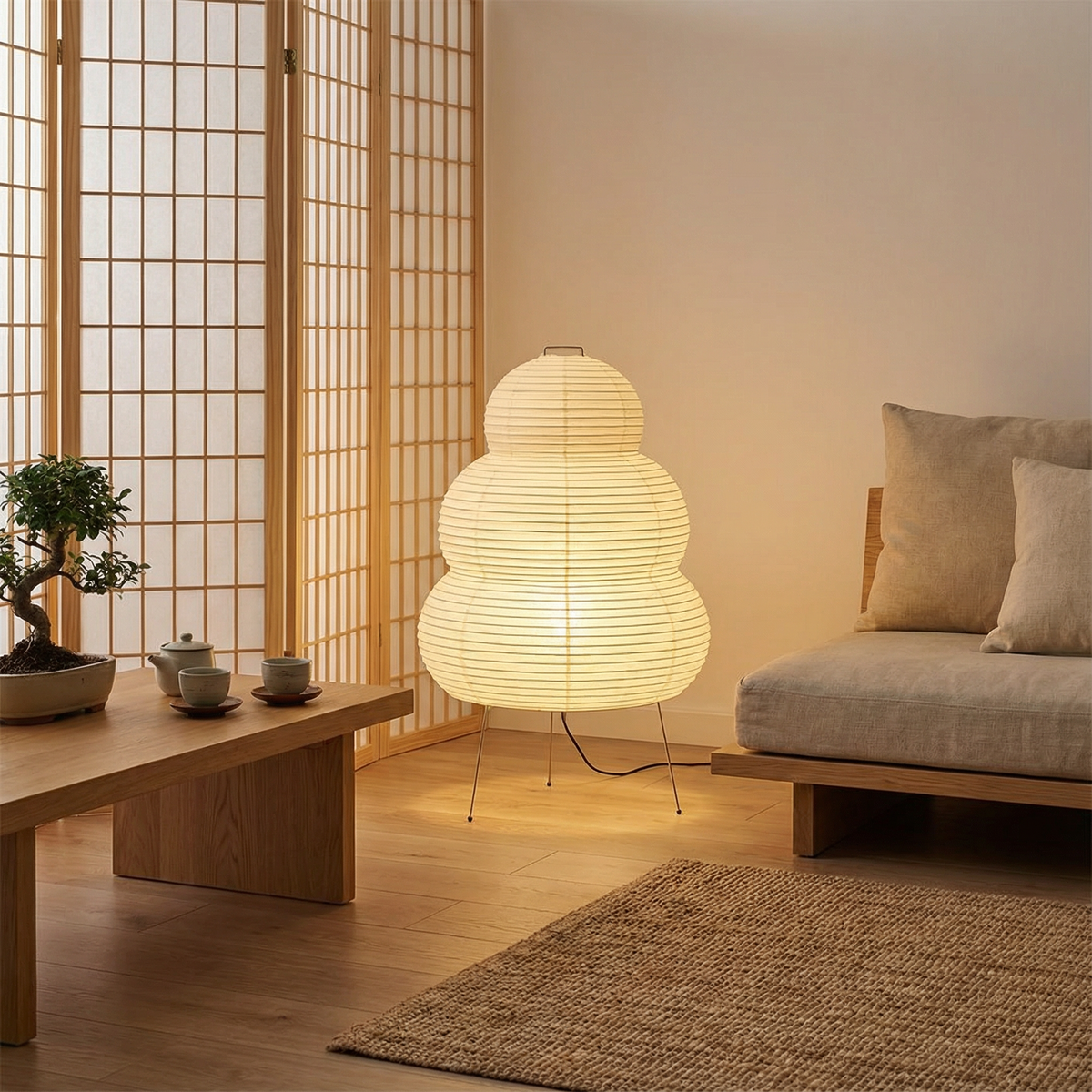 Vloerlamp Rijstpapier Ø40cm Wolkvormig Warm Wit 3000K Scandinavisch Design Sfeervolle Interieurverlichting