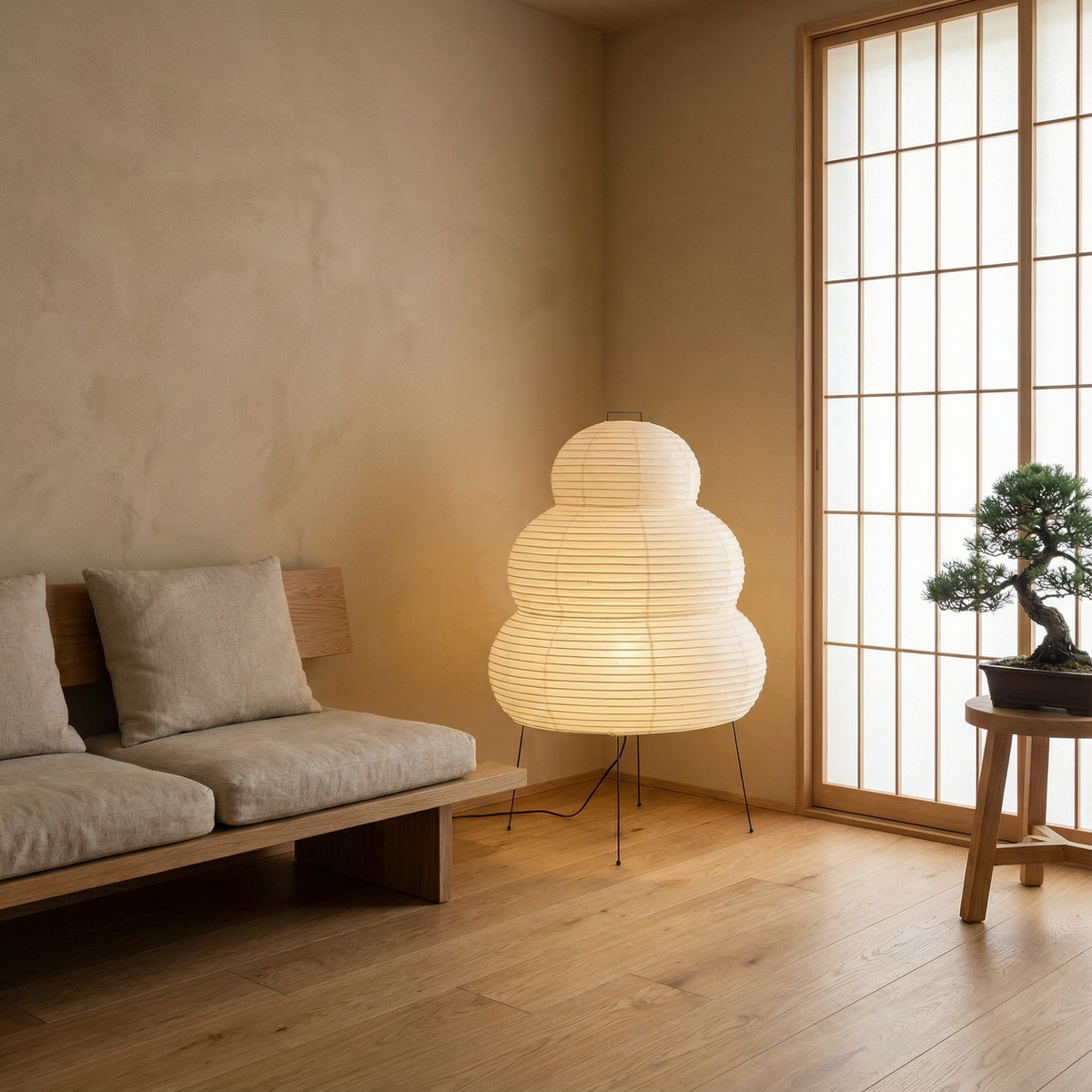 Vloerlamp Rijstpapier Ø40cm Wolkvormig Warm Wit 3000K Scandinavisch Design Sfeervolle Interieurverlichting