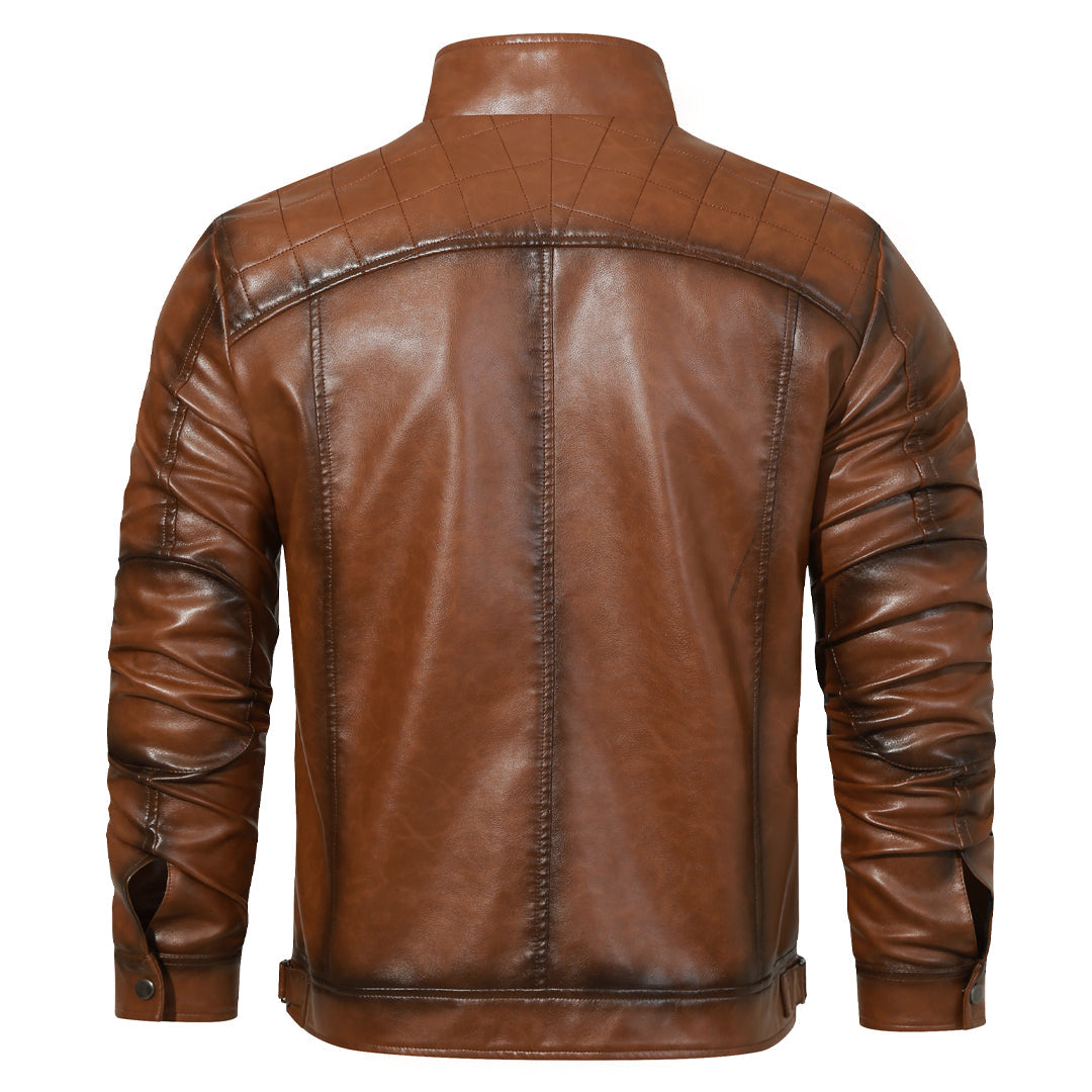 Leren Jack met Handgeborduurd Detail Ritszakken Motorstijl Heren Dames Urban Casual Wintermode Outdoor