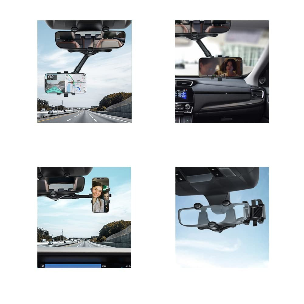Draaibare Telefoonhouder Auto Achteruitkijkspiegel 360 Graden Verstelbaar Handsfree Navigatie Universeel