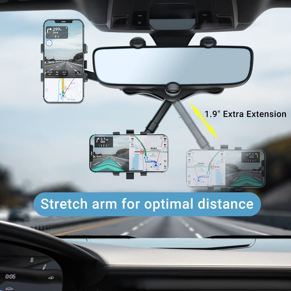 Draaibare Telefoonhouder Auto Achteruitkijkspiegel 360 Graden Verstelbaar Handsfree Navigatie Universeel