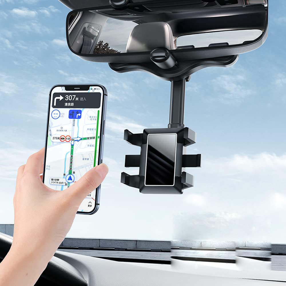 Draaibare Telefoonhouder Auto Achteruitkijkspiegel 360 Graden Verstelbaar Handsfree Navigatie Universeel