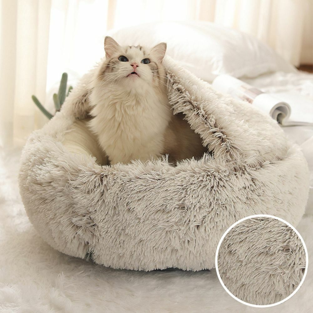 Halfronde Katten Slaapmand Pluche - Veilige Rustplek Huisdieren Bescherming Privacy Comfortabel Warm