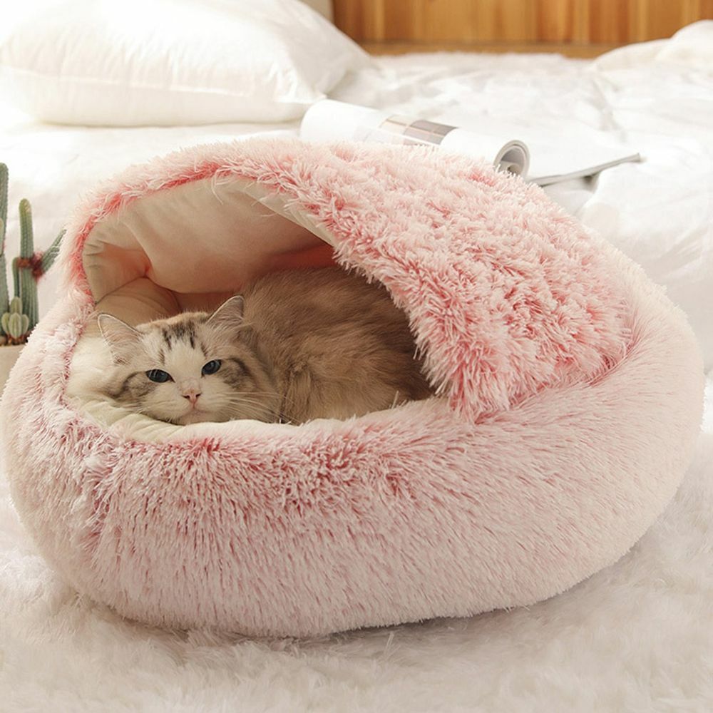 Halfronde Katten Slaapmand Pluche - Veilige Rustplek Huisdieren Bescherming Privacy Comfortabel Warm