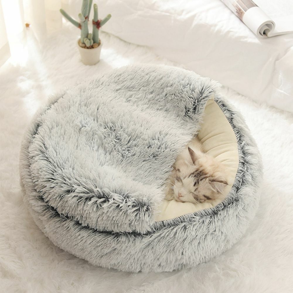 Halfronde Katten Slaapmand Pluche - Veilige Rustplek Huisdieren Bescherming Privacy Comfortabel Warm