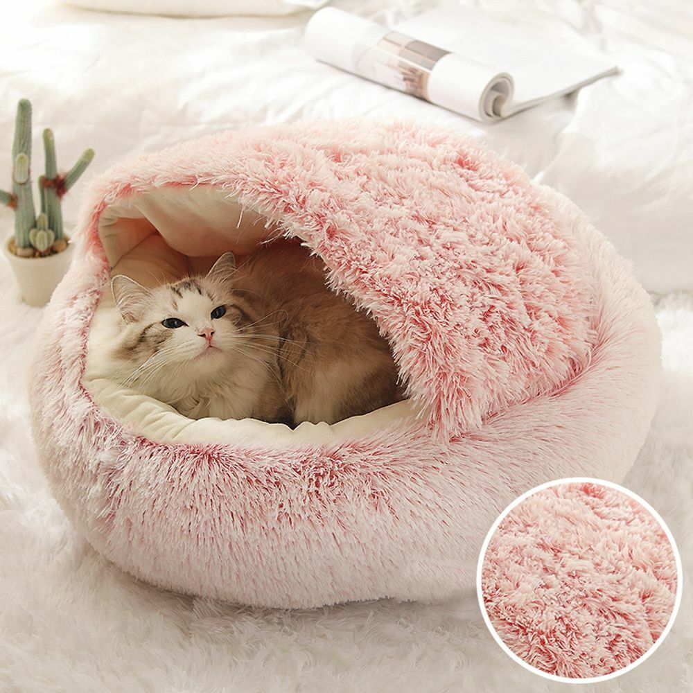 Halfronde Katten Slaapmand Pluche - Veilige Rustplek Huisdieren Bescherming Privacy Comfortabel Warm