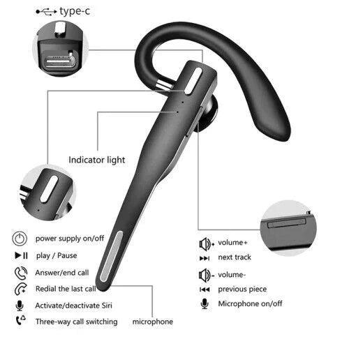 Draadloze Bluetooth Headset met Dual Mic Ruisonderdrukking voor Thuiswerken Onderweg Handenvrij Bellen