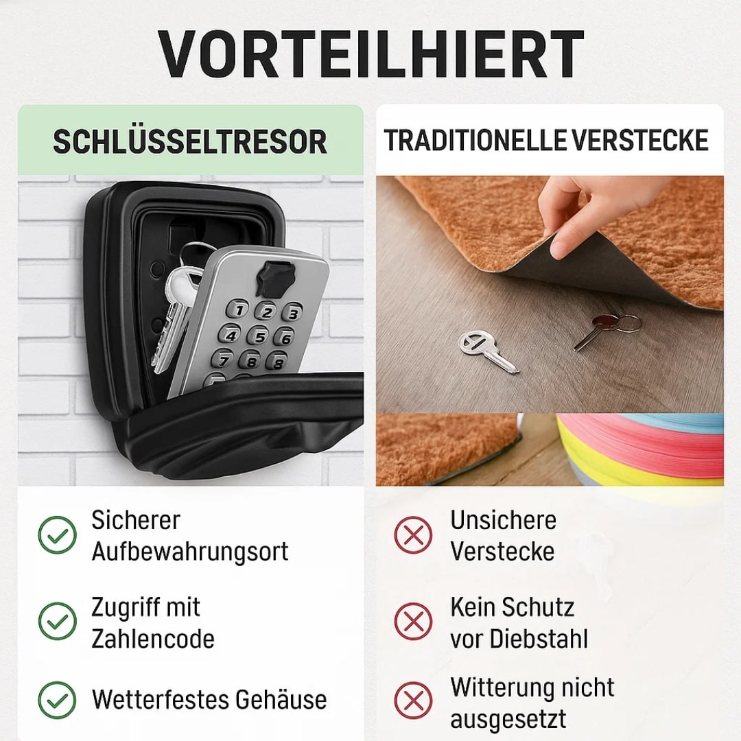 Sleutelkluis met Cijferslot Weerbestendig Wandmontage Zwart Zink Voor Buiten en Binnen