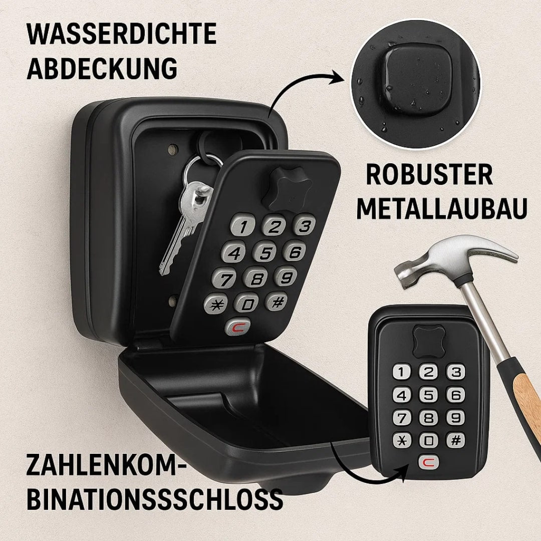 Sleutelkluis Buiten Wandmontage Weerbestendig Zinklegering Zwart 15 x 11 x 9 cm Montageset Inbegrepen Voordeur