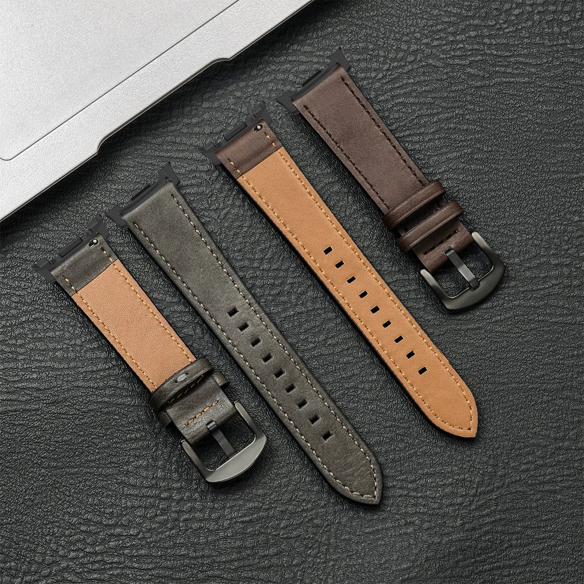 Leren Smartwatch Bandje Bruin met Metalen Gesp Verstelbaar Ademend Polsbandje voor Dagelijks Gebruik