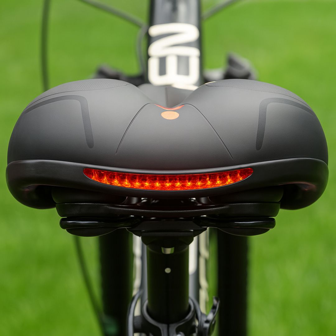 Comfortabel Fietszadel met Reflector - Ergonomisch Geveerd Waterdicht Design voor Dames en Heren Fietsen