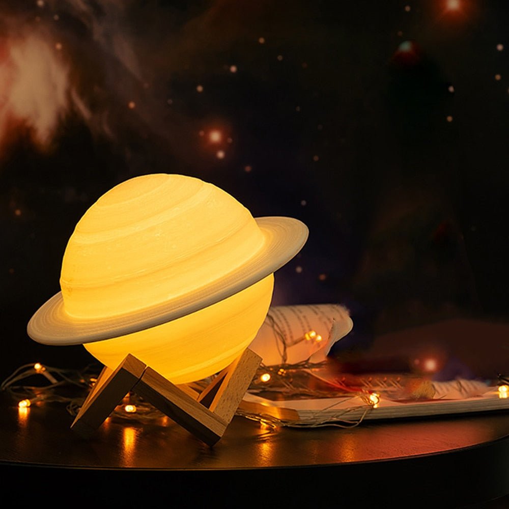 Planeetlamp Saturnus met Zwevend 3D-effect en Warmwit Licht voor Slaapkamer en Woonkamer
