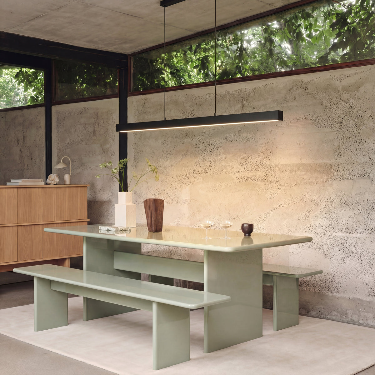 Houten Hanglamp LED Eettafel Zwart Wit 80-120cm Architectonisch Design Warm Licht Thuiskantoor Interieur
