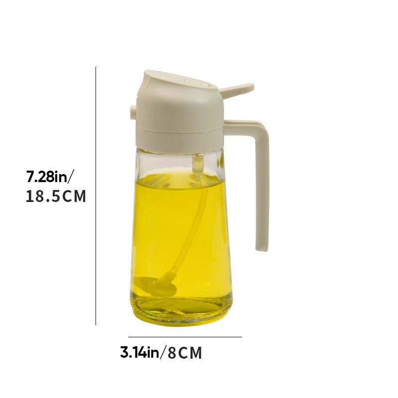 Glazen Olieverstuiver & Dispenser 2-in-1 Pomp Spray Fles voor Azijn Sojasaus Keuken Doseren 470ml Olie