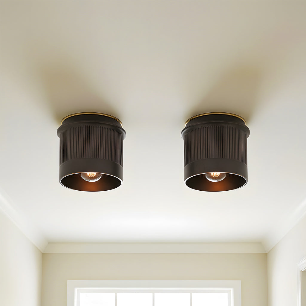 Vintage Zwart Metalen Industriële Plafondlamp Rustiek Design - Flush Mount voor Keuken Slaapkamer Hal