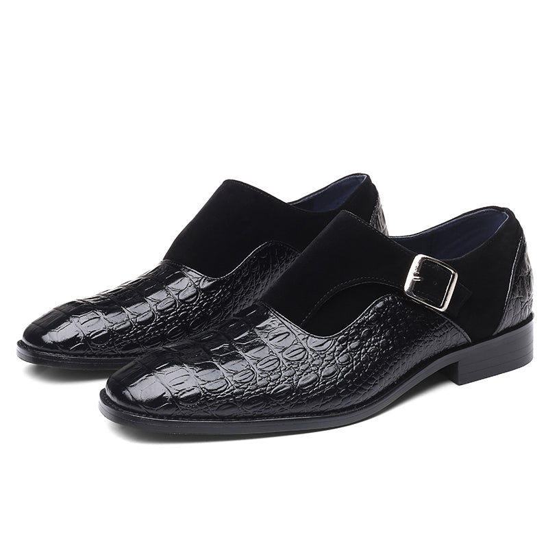 Heren Veterschoenen met Slangenleerstructuur Zwart Elegant Formeel Design Zakelijk Feestelijk Stijlvol