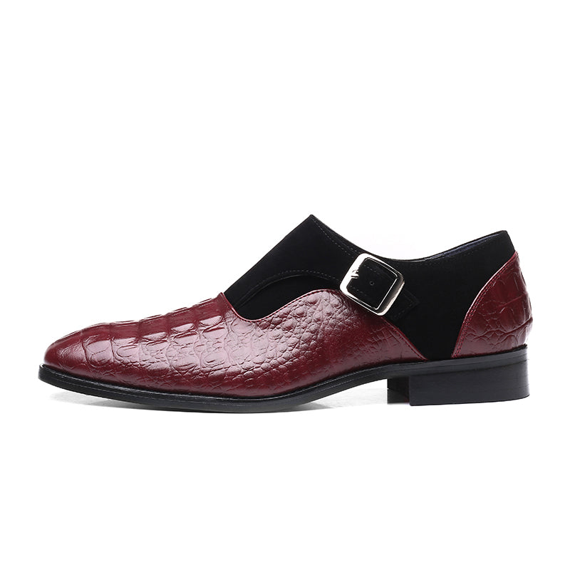 Herenschoenen met Slangenprint Reliëf Bordeaux Formele Gelegenheidsschoenen voor Zakelijk Feesten Stijlvol