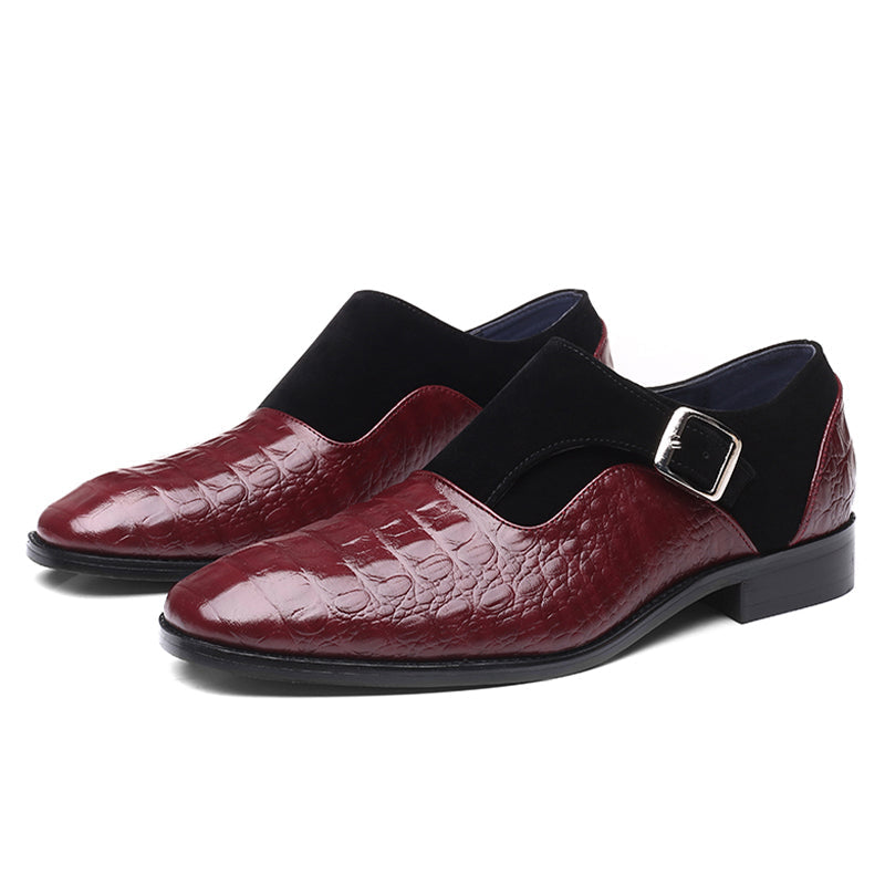 Herenschoenen met Slangenprint Reliëf Bordeaux Formele Gelegenheidsschoenen voor Zakelijk Feesten Stijlvol