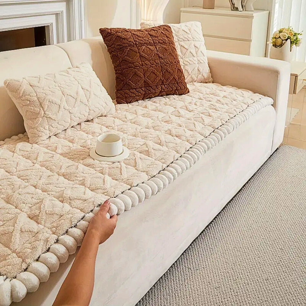 Sherpa Bankbeschermhoes - Gequilt Microfiber Bankovertrek met Anti-Slip voor 1-Zits 2-Zits 3-Zits 4-Zits Banken - Bescherming tegen Vlekken Stof Slijtage