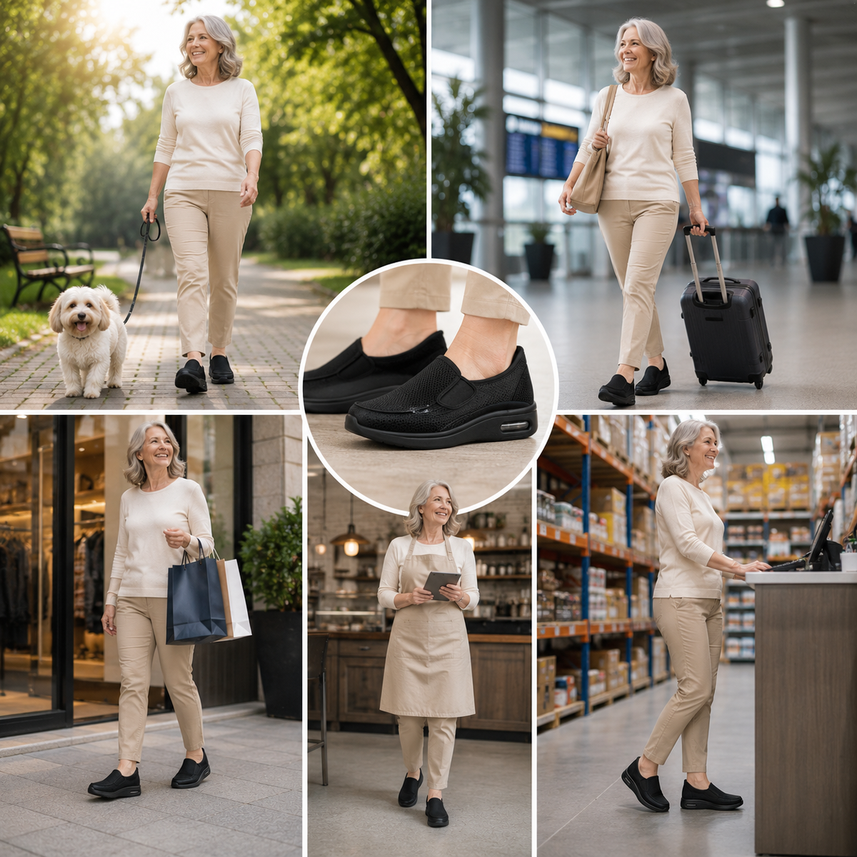 Brede Instapschoenen voor Gevoelige en Gezwollen Voeten - Memory Foam Inlegzool - Naadloos Interieur - Diabetische Comfortschoenen voor Dagelijks Gebruik