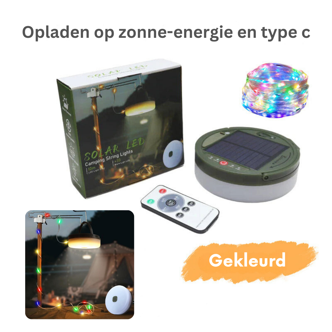 Draagbare Campinglamp met Zonne-energie en Powerbank - Waterdicht LED-Lampje met Lichtslinger voor Outdoor & Camping