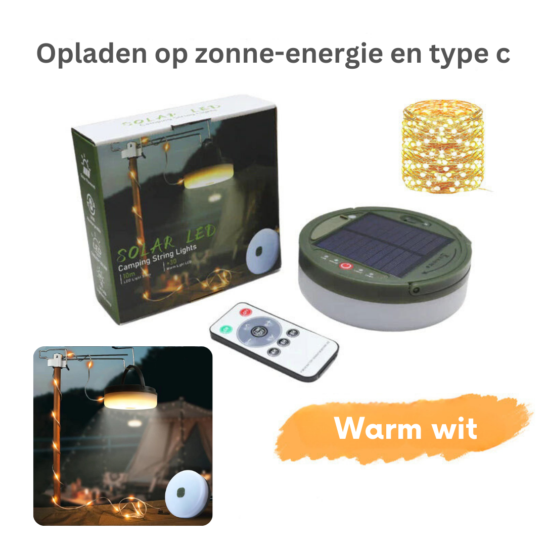 Draagbare Campinglamp met Zonne-energie en Powerbank - Waterdicht LED-Lampje met Lichtslinger voor Outdoor & Camping