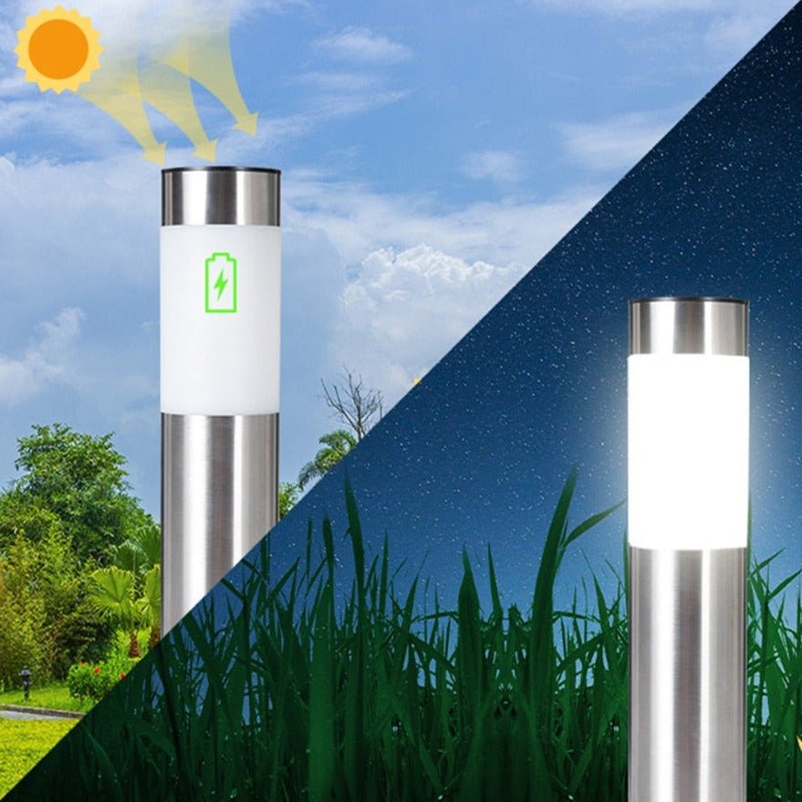 Solar Tuinverlichting Oprit met Lichtsensor IP65 Waterbestendig 42 cm Roestvrij Staal en Glas Warm Wit of Koel Wit