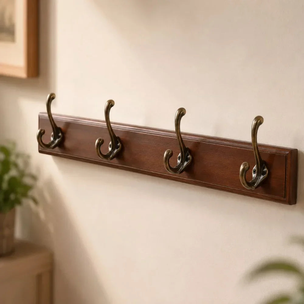 Massief Houten Kapstok Wandmontage 3-5 Haken Hal Garderobe Jassen Tassen Opbergsysteem Rustiek Design