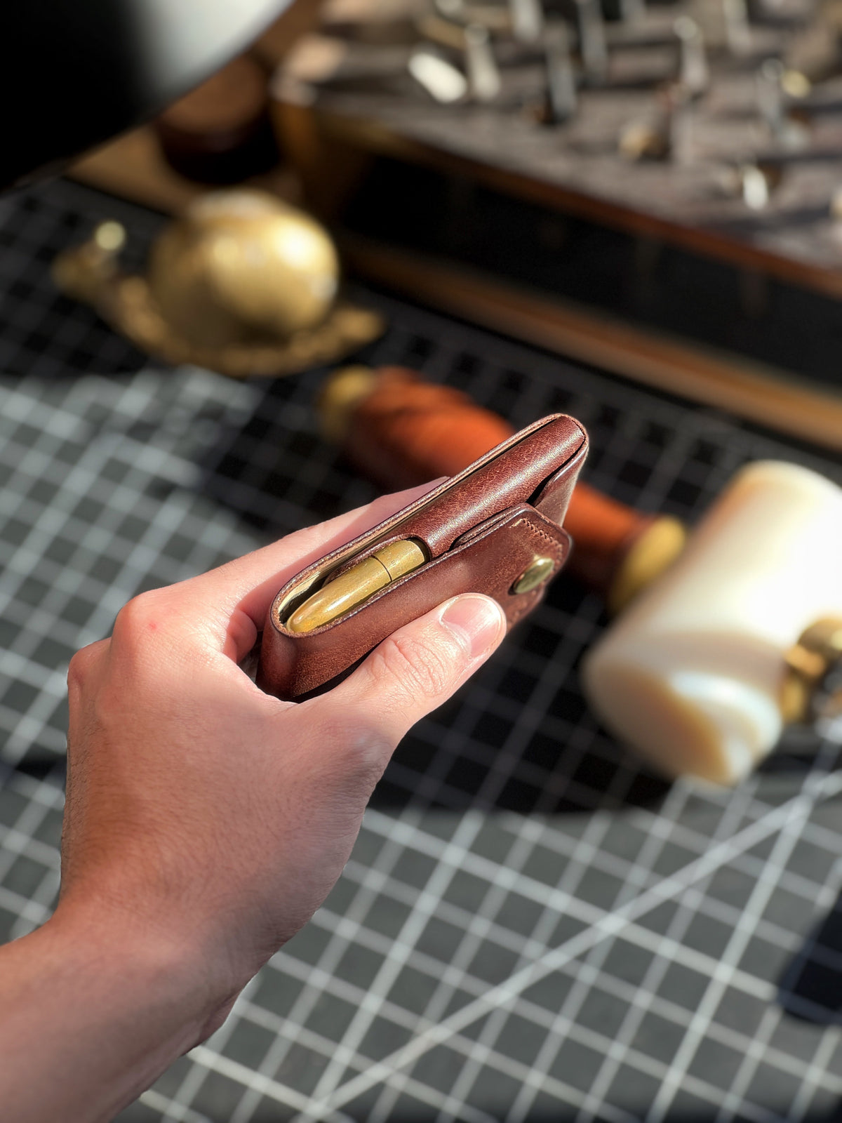 Handgemaakte Lederen Portemonnee met Penhouder - Volnerfleer - Compact Design