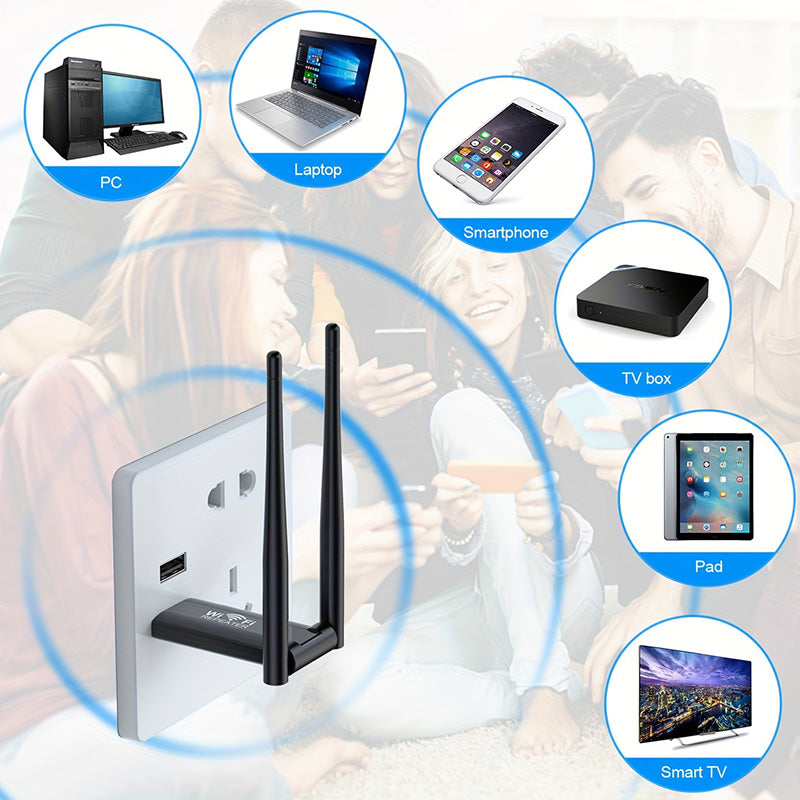 WiFi Repeater 300Mbps - Verbetert je Draadloze Netwerkbereik - USB-Gevoed - Compact & Draagbaar