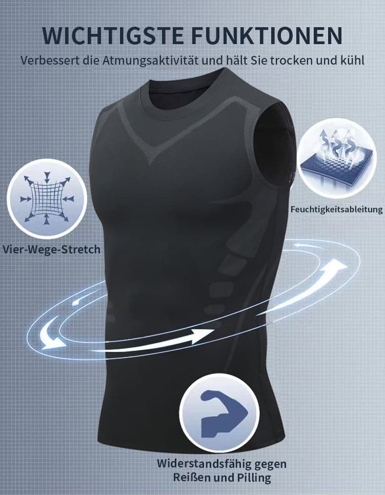 Ionic Shaping Vest voor Mannen - Compressie Shapewear Hemd zonder Mouwen - Lichaamsvormend en Comfortabel - Ademend Ontwerp voor Dagelijks Gebruik