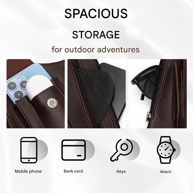 Antidiefstal Schoudertas Heren Zwart Bruin PU Leder Verborgen Vakken Verstelbaar Hands-Free Compact Crossbody