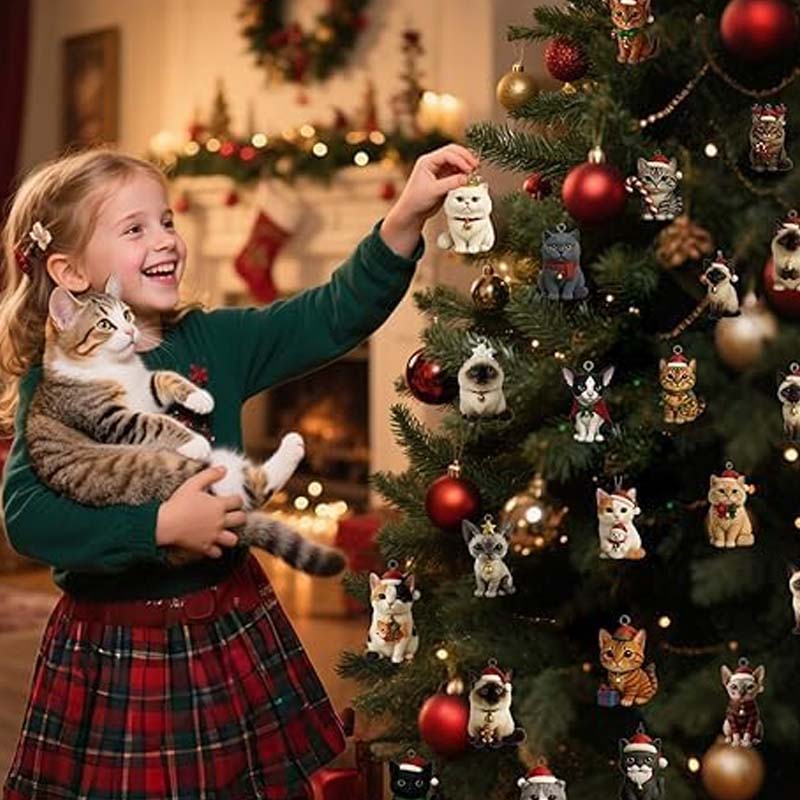 Adventskalender 24 Katten Acryl Figuurtjes Kerstdecoratie Ophangers Kinderen Feestdagen December Countdown