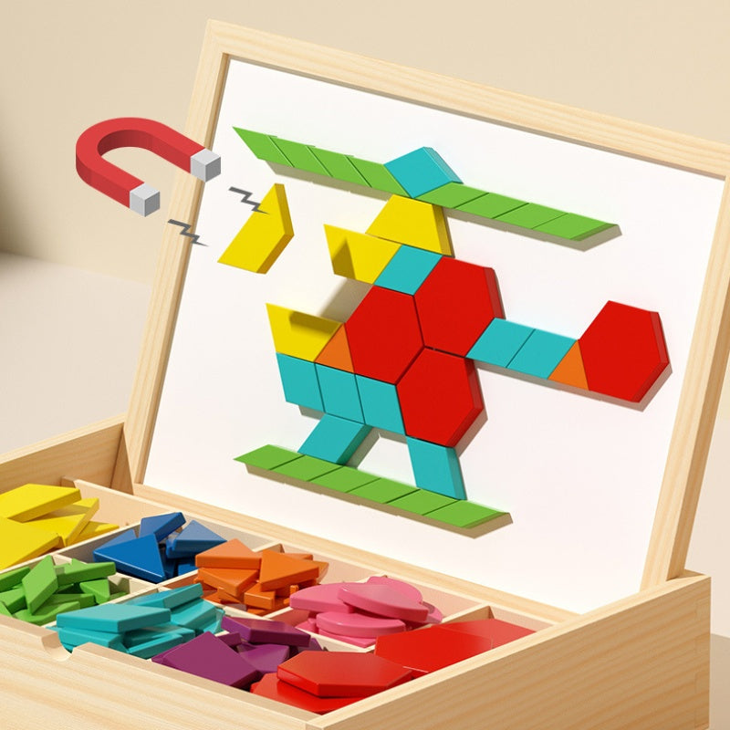 Magnetisch Houten Puzzelspel voor Kinderen - Educatief Leerspel met 180 of 220 Blokken en Vormkaarten