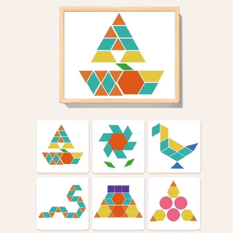 Magnetisch Houten Puzzelspel voor Kinderen - Educatief Leerspel met 180 of 220 Blokken en Vormkaarten