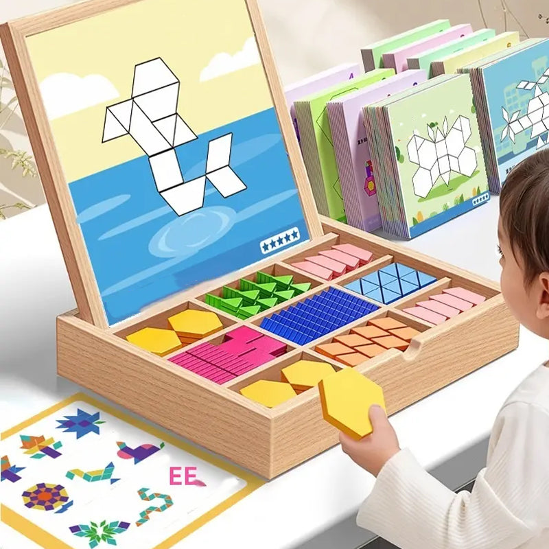 Magnetisch Houten Puzzelspel voor Kinderen - Educatief Leerspel met 180 of 220 Blokken en Vormkaarten