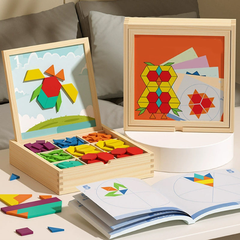 Magnetisch Houten Puzzelspel voor Kinderen - Educatief Leerspel met 180 of 220 Blokken en Vormkaarten
