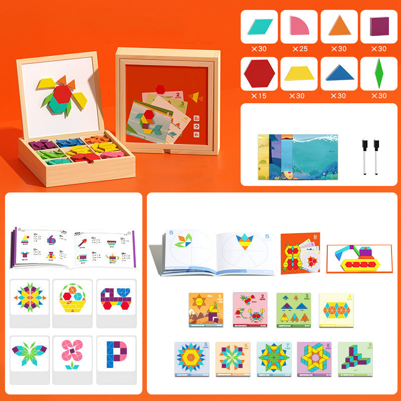 Magnetisch Houten Puzzelspel voor Kinderen - Educatief Leerspel met 180 of 220 Blokken en Vormkaarten