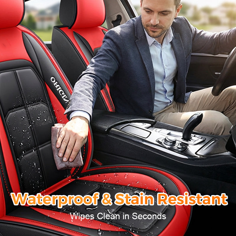 Universele Autostoelhoezen Set Voorstoelen PU-leer Bescherming Stoelbekleding Zwart Rood Grijs Bruin