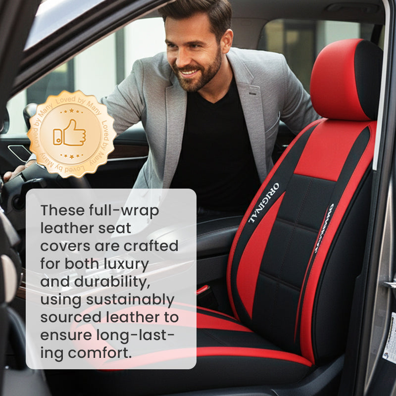 Universele Autostoelhoezen Set Voorstoelen PU-leer Bescherming Stoelbekleding Zwart Rood Grijs Bruin