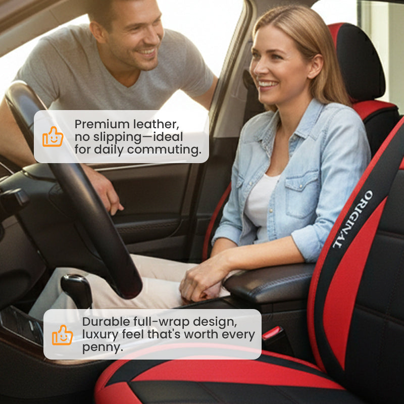 Universele Autostoelhoezen Set Voorstoelen PU-leer Bescherming Stoelbekleding Zwart Rood Grijs Bruin