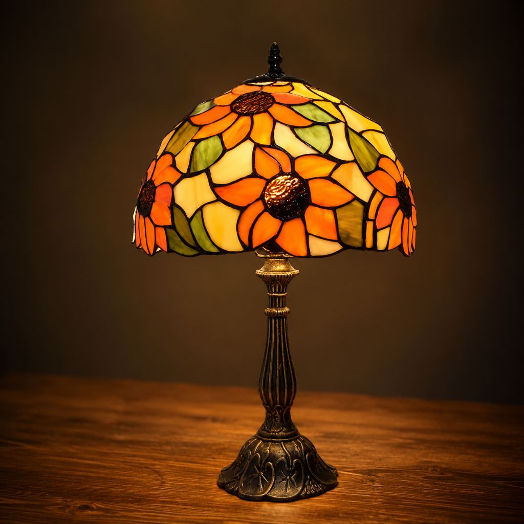 Tiffany Tafellamp met Glas-in-Lood Kap Verstelbaar Leeslamp Bureaulamp Scandinavisch Design Sfeerlicht