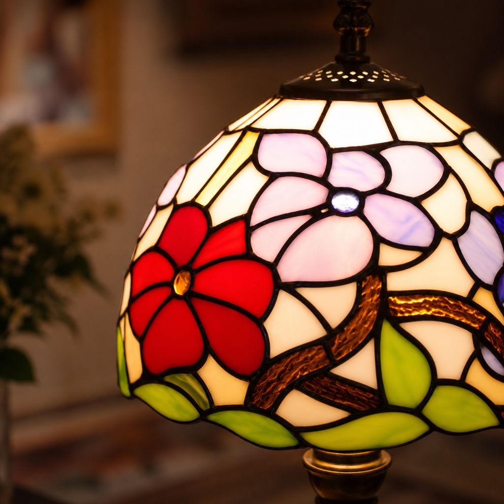 Tiffany Tafellamp met Glas-in-Lood Kap Verstelbaar Leeslamp Bureaulamp Scandinavisch Design Sfeerlicht